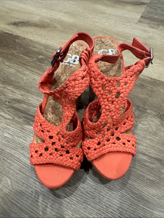 Gianni Bini Shoes - Gianni Bini Coral-Orange Braided Espadrille Wedge Sandals